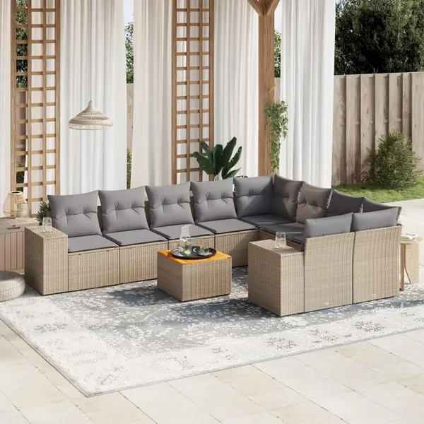Gossi set canapele de gradina cu perne, 10 piese, bej, poliratan