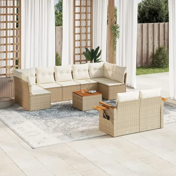 Gossi set canapele de gradina cu perne, 10 piese, bej, poliratan