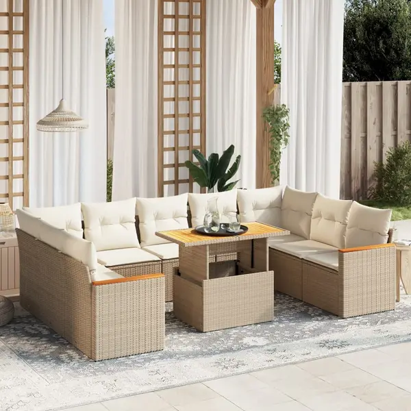 Gossi set canapele de gradina cu perne, 10 piese, bej, poliratan