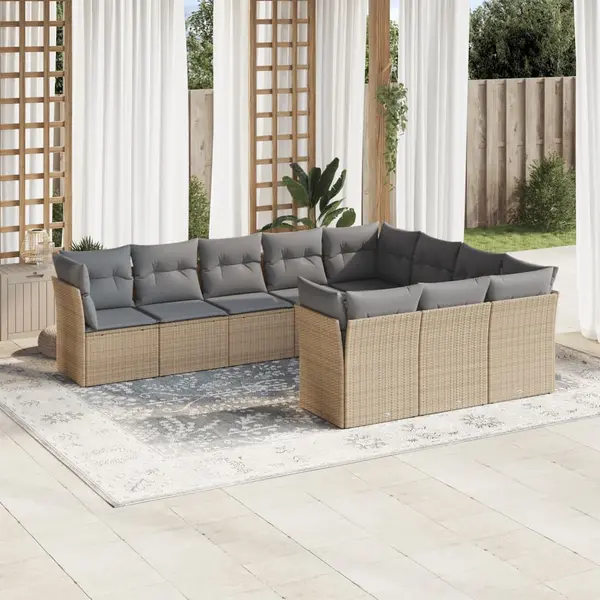 Gossi set canapele de gradina cu perne, 10 piese, bej, poliratan