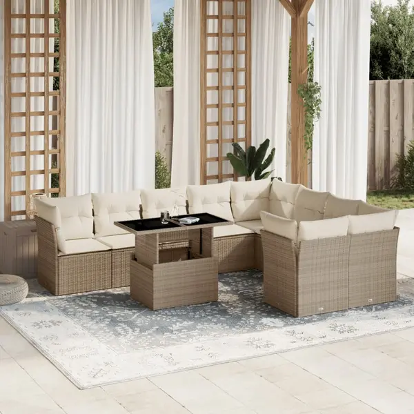 Gossi set canapele de gradina cu perne, 10 piese, bej, poliratan