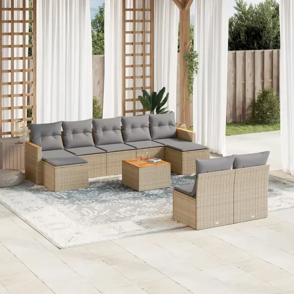 Gossi set canapele de gradina cu perne, 10 piese, bej, poliratan