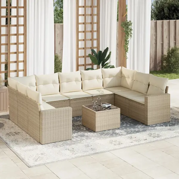 Gossi set canapele de gradina cu perne, 10 piese, bej, poliratan