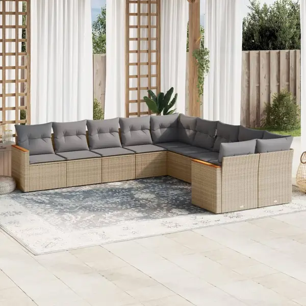 Gossi set canapele de gradina cu perne, 10 piese, bej, poliratan