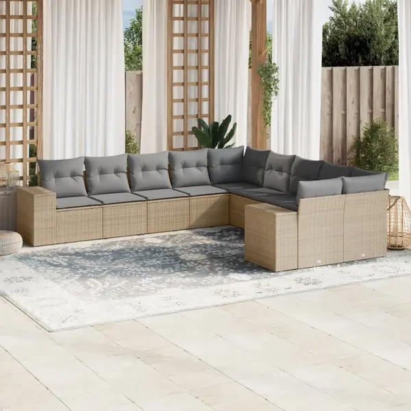Gossi set canapele de gradina cu perne, 10 piese, bej, poliratan
