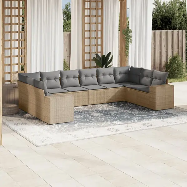 Gossi set canapele de gradina cu perne, 10 piese, bej, poliratan