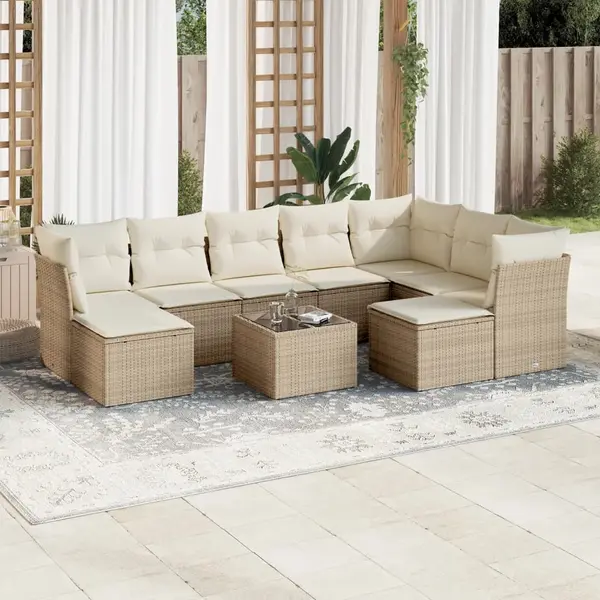Gossi set canapele de gradina cu perne, 10 piese, bej, poliratan