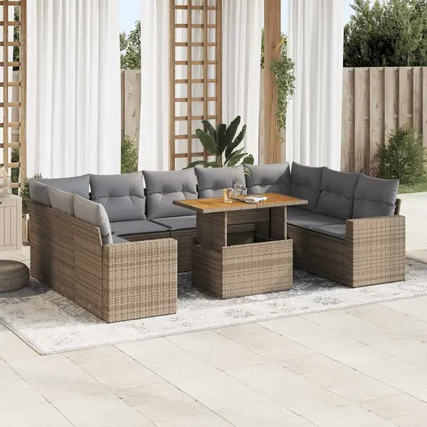 Gossi set canapele de gradina cu perne, 10 piese, bej, poliratan