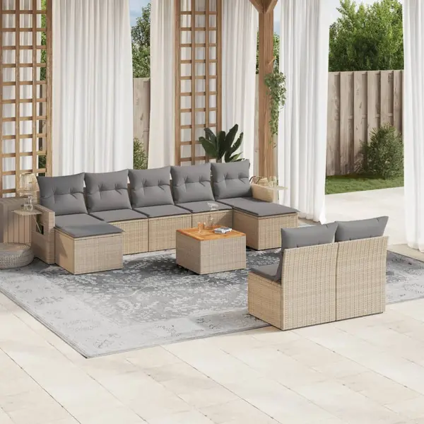 Gossi set canapele de gradina cu perne, 10 piese, bej, poliratan
