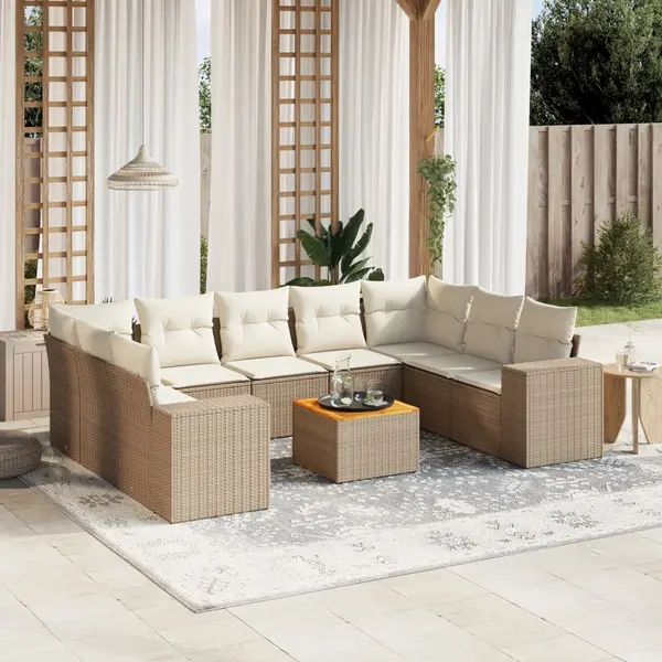 Gossi set canapele de gradina cu perne, 10 piese, bej, poliratan