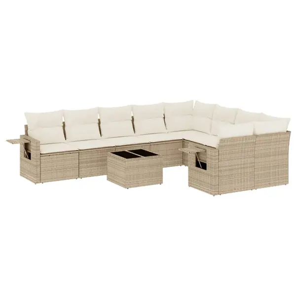 Gossi set canapele de gradina cu perne, 10 piese, bej, poliratan