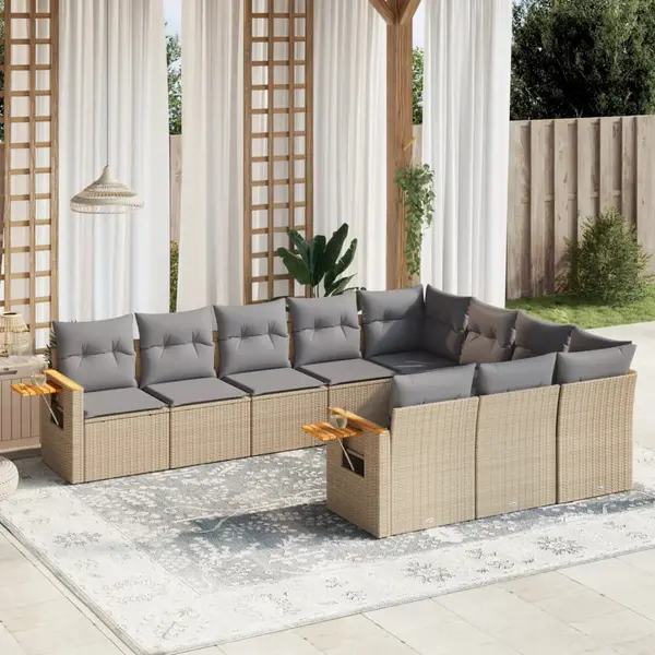 Gossi set canapele de gradina cu perne, 10 piese, bej, poliratan