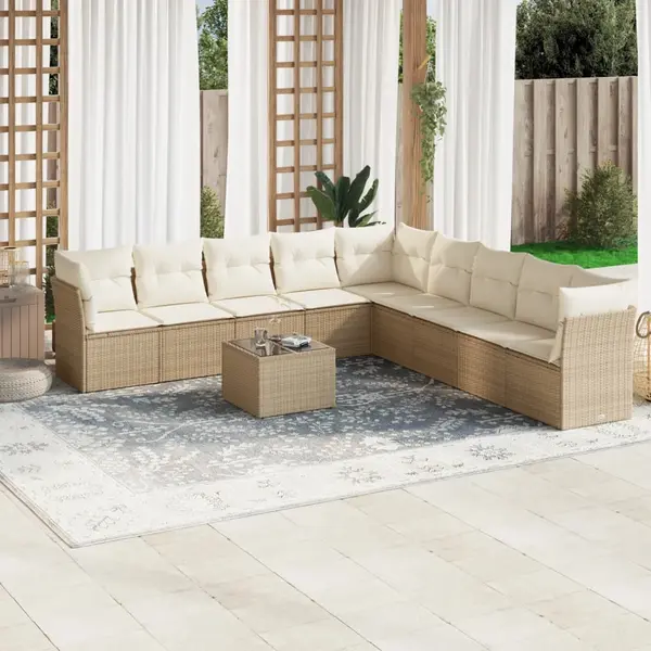 Gossi set canapele de gradina cu perne, 10 piese, bej, poliratan