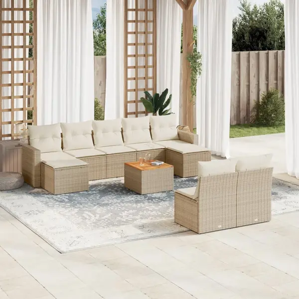 Gossi set canapele de gradina cu perne, 10 piese, bej, poliratan