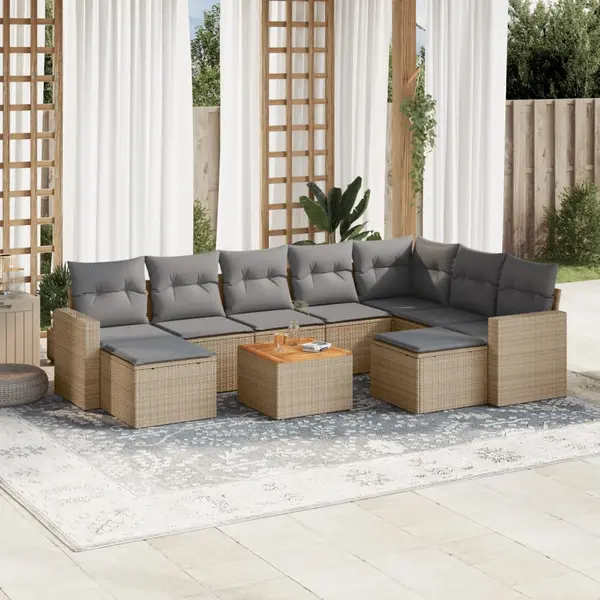 Gossi set canapele de gradina cu perne, 10 piese, bej, poliratan