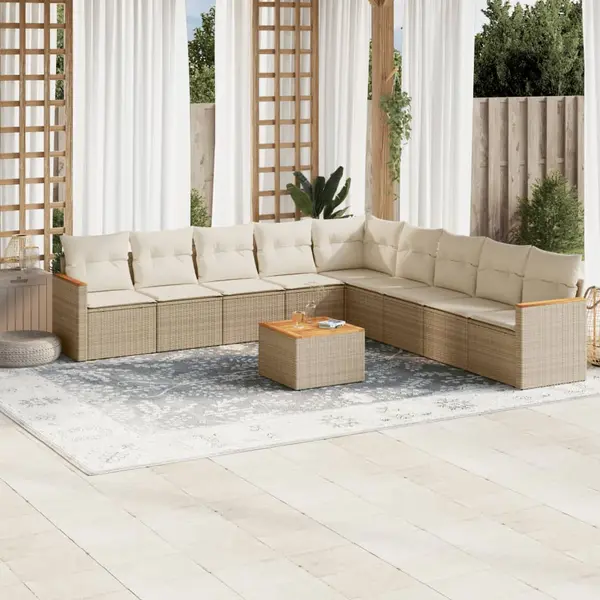 Gossi set canapele de gradina cu perne, 10 piese, bej, poliratan