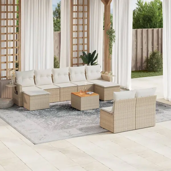Gossi set canapele de gradina cu perne, 10 piese, bej, poliratan