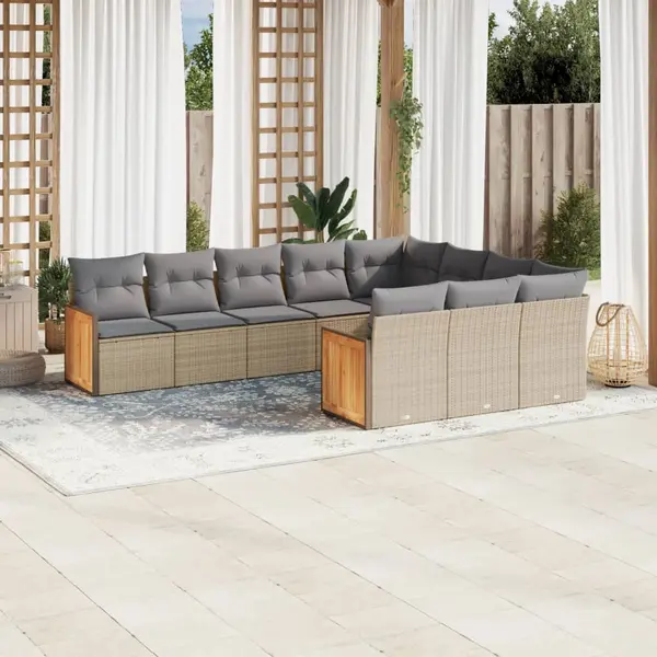 Gossi set canapele de gradina cu perne, 10 piese, bej, poliratan