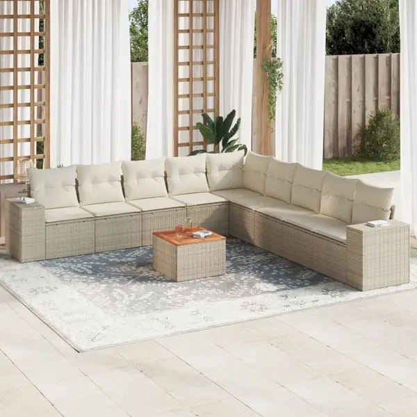 Gossi set canapele de gradina cu perne, 10 piese, bej, poliratan