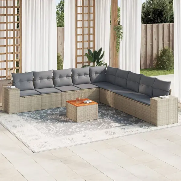 Gossi set canapele de gradina cu perne, 10 piese, bej, poliratan
