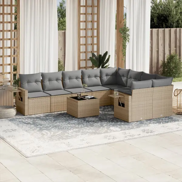 Gossi set canapele de gradina cu perne, 10 piese, bej, poliratan