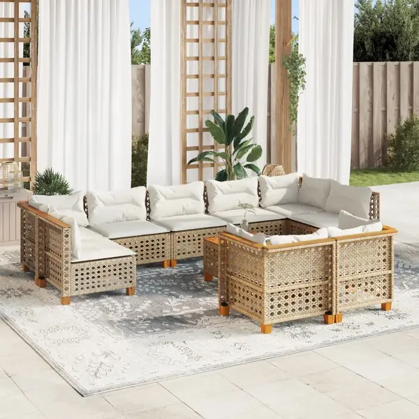 Gossi set canapele de gradina cu perne, 10 piese, bej, poliratan
