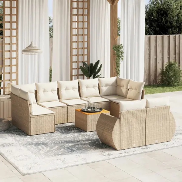 Gossi set canapele de gradina cu perne, 10 piese, bej, poliratan