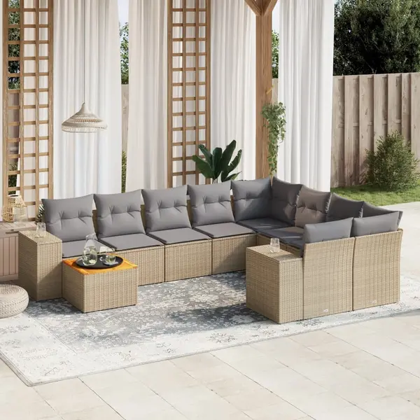 Gossi set canapele de gradina cu perne, 10 piese, bej, poliratan