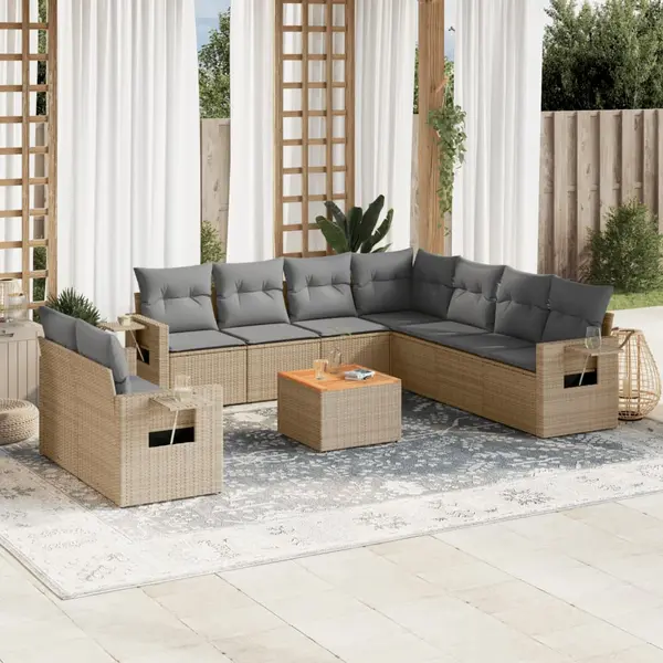 Gossi set canapele de gradina cu perne, 10 piese, bej, poliratan