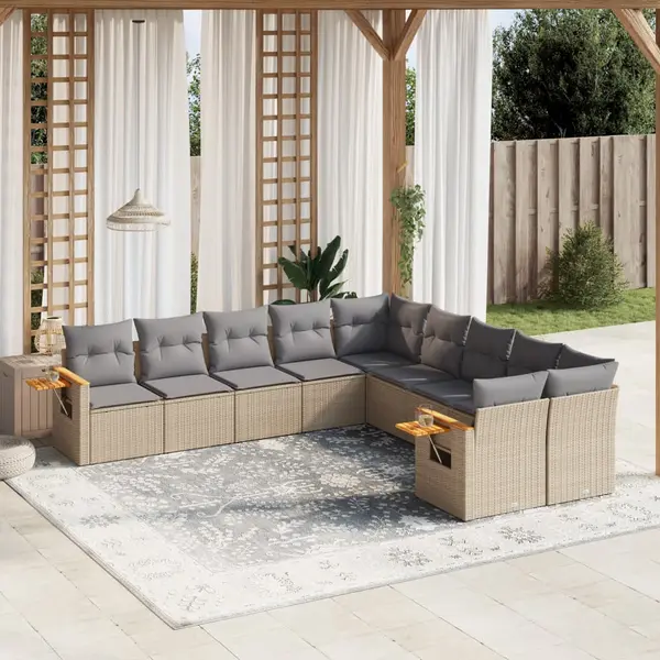 Gossi set canapele de gradina cu perne, 10 piese, bej, poliratan