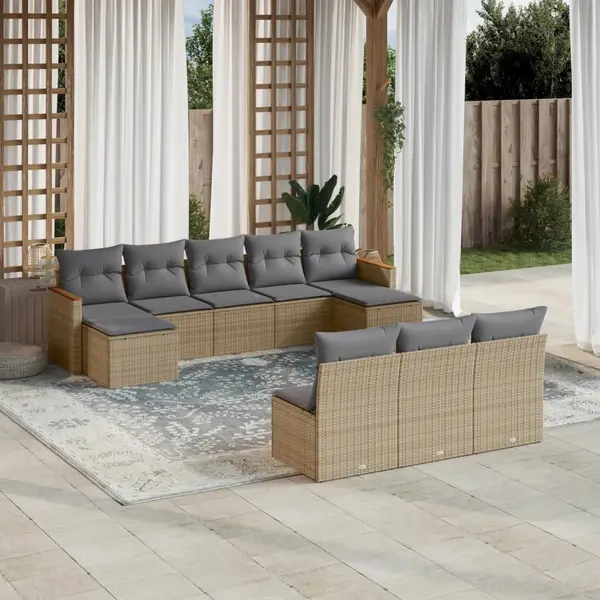 Gossi set canapele de gradina cu perne, 10 piese, bej, poliratan