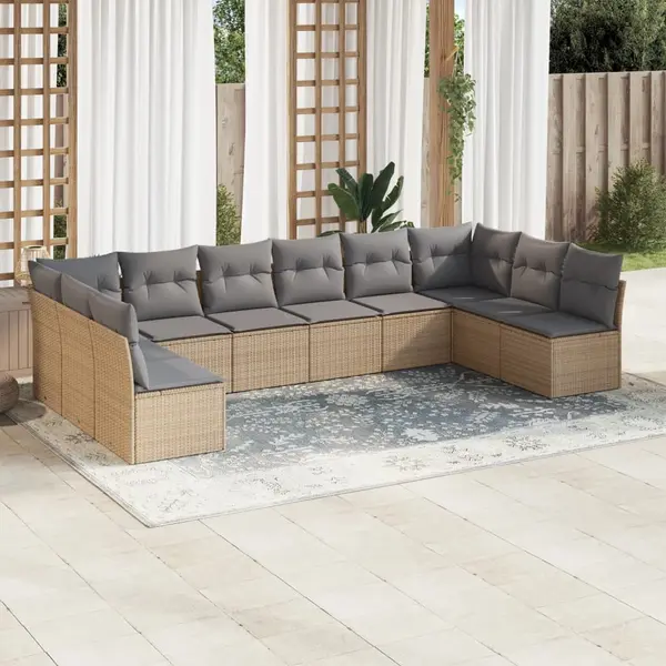Gossi set canapele de gradina cu perne, 10 piese, bej, poliratan