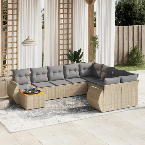 Gossi set canapele de gradina cu perne, 10 piese, bej, poliratan