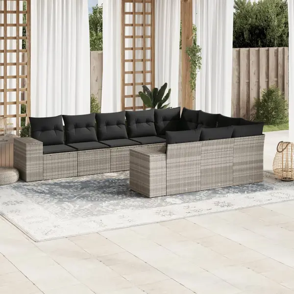 Gossi set canapele de gradina cu perne 10 piese gri deschis poliratan