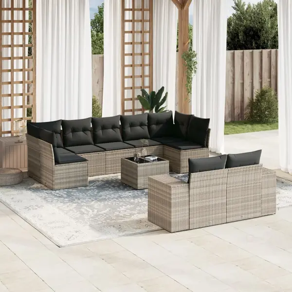 Gossi set canapele de gradina cu perne 10 piese gri deschis poliratan