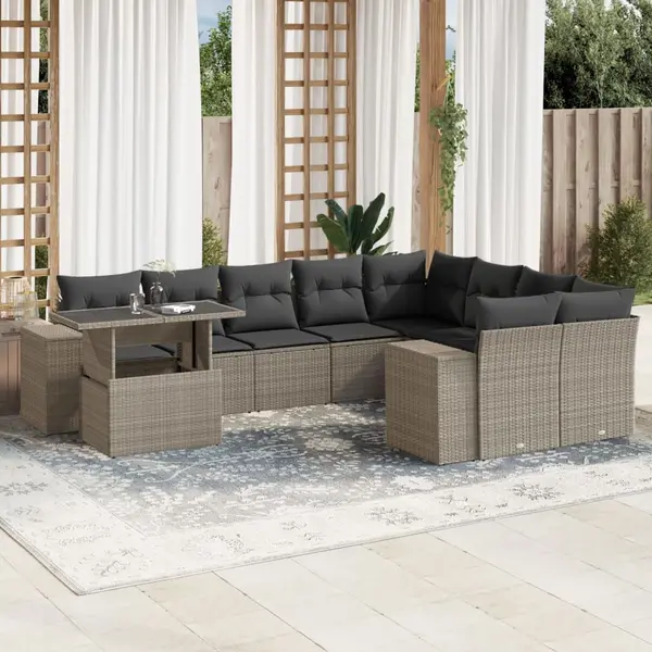 Gossi set canapele de gradina cu perne 10 piese gri deschis poliratan