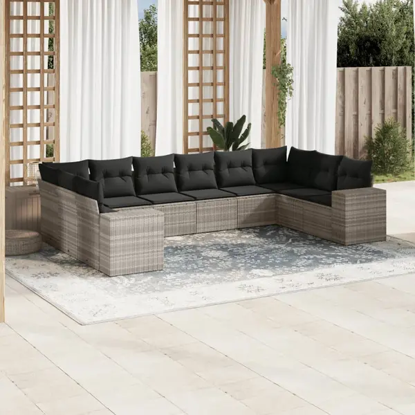 Gossi set canapele de gradina cu perne 10 piese gri deschis poliratan