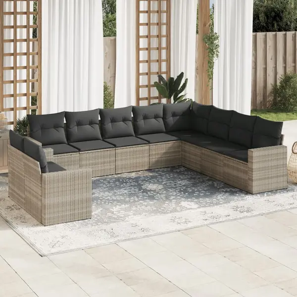 Gossi set canapele de gradina cu perne 10 piese gri deschis poliratan
