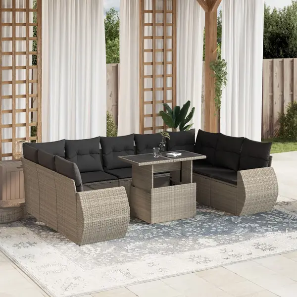 Gossi set canapele de gradina cu perne 10 piese gri deschis poliratan