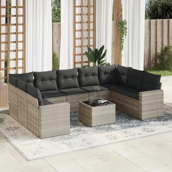 Gossi set canapele de gradina cu perne 10 piese gri deschis poliratan