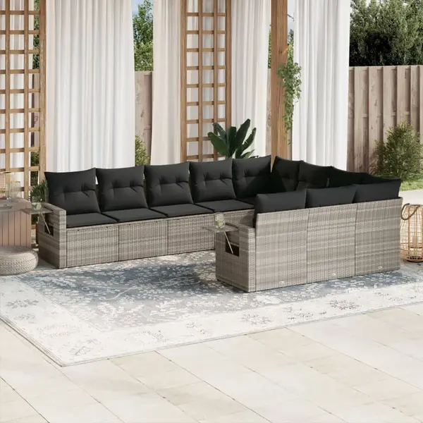 Gossi set canapele de gradina cu perne 10 piese gri deschis poliratan