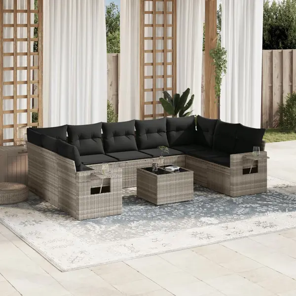Gossi set canapele de gradina cu perne 10 piese gri deschis poliratan