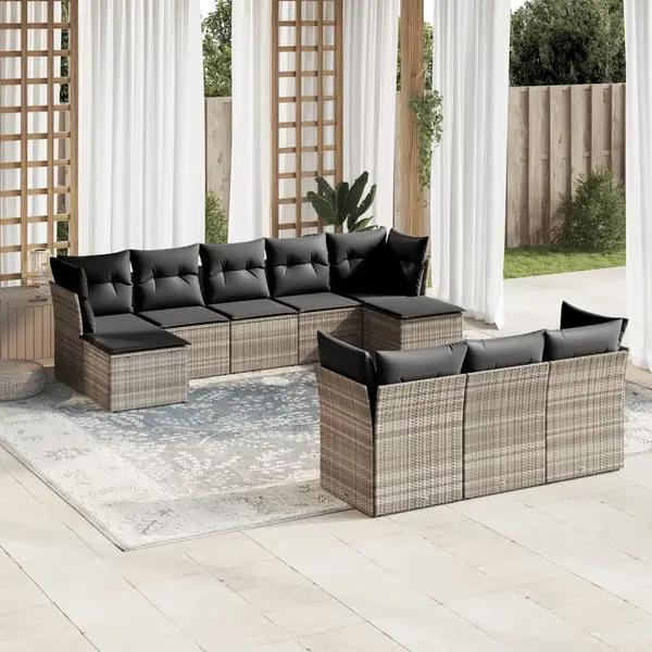 Gossi set canapele de gradina cu perne 10 piese gri deschis poliratan