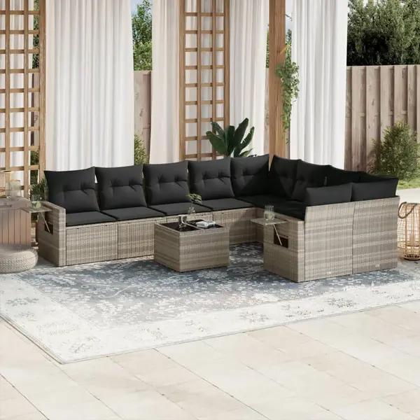 Gossi set canapele de gradina cu perne 10 piese gri deschis poliratan