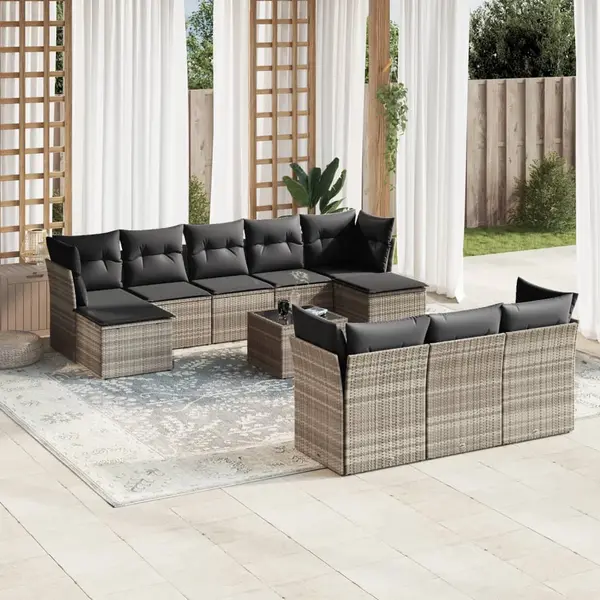 Gossi set canapele de gradina cu perne 10 piese gri deschis poliratan