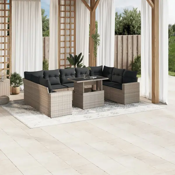 Gossi set canapele de gradina cu perne 10 piese gri deschis poliratan