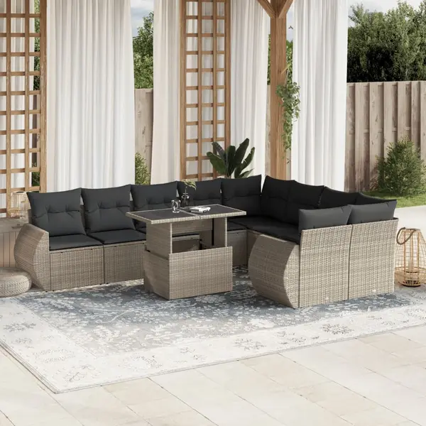 Gossi set canapele de gradina cu perne 10 piese gri deschis poliratan