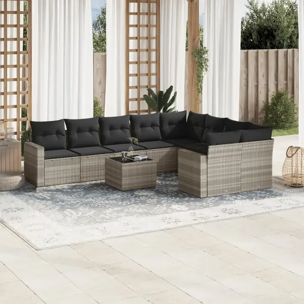 Gossi set canapele de gradina cu perne 10 piese gri deschis poliratan