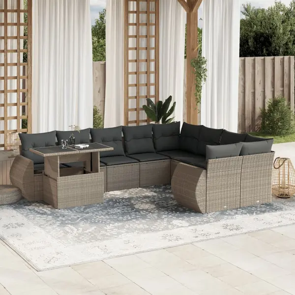Gossi set canapele de gradina cu perne 10 piese gri deschis poliratan