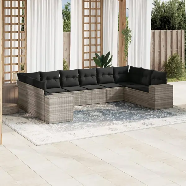 Gossi set canapele de gradina cu perne 10 piese gri deschis poliratan